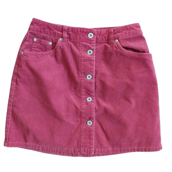 GapBlue Jeans Dresses & Skirts - GapBlue Jeans Denim Basics Maroon Button Front Corduroy Mini Skirt Sz 8